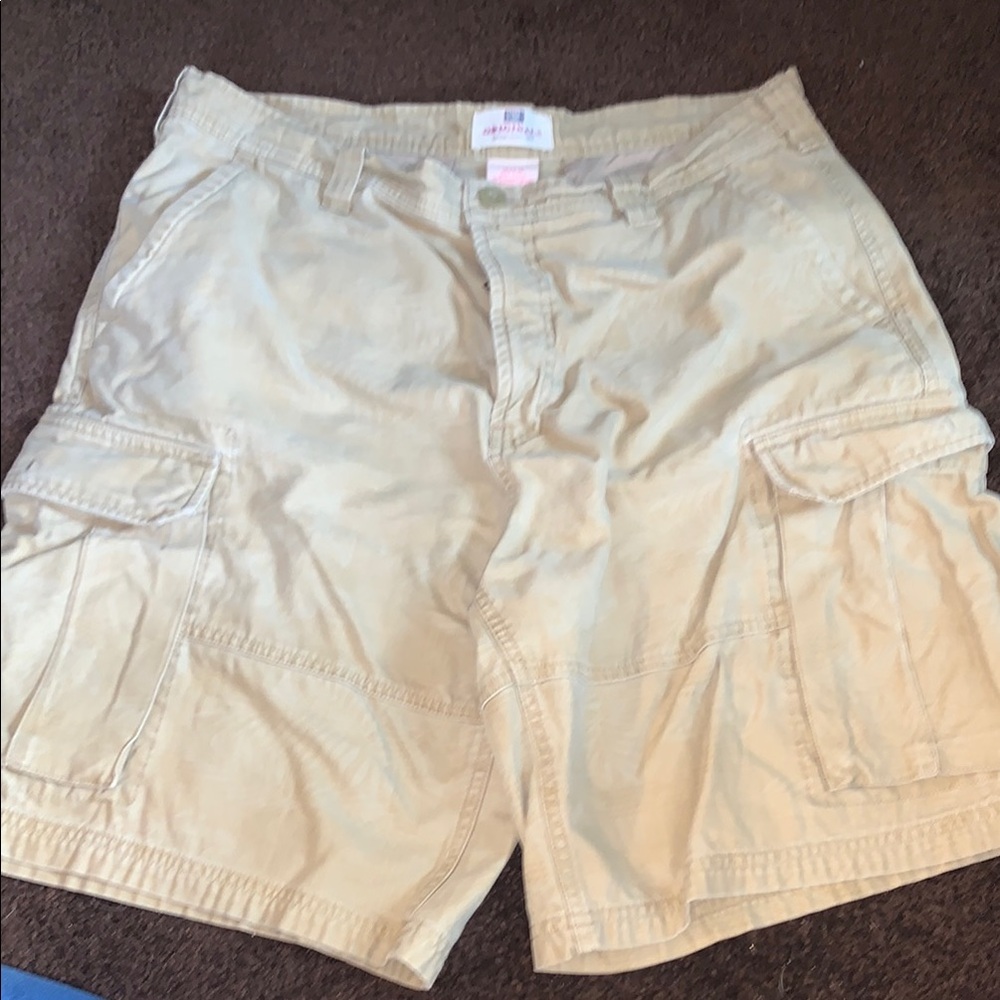 Faded Glory Tan Cargo Shorts Knee-Length Cotton